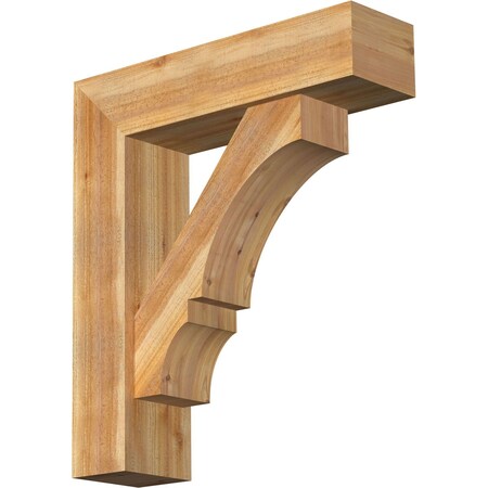 Balboa Block Rough Sawn Bracket w/ Offset Brace, Western Red Cedar, 8"W x 30"D x 34"H